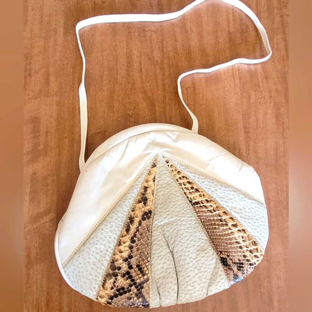 Vintage 80s snake skin and leather shoulder bag/clutch
